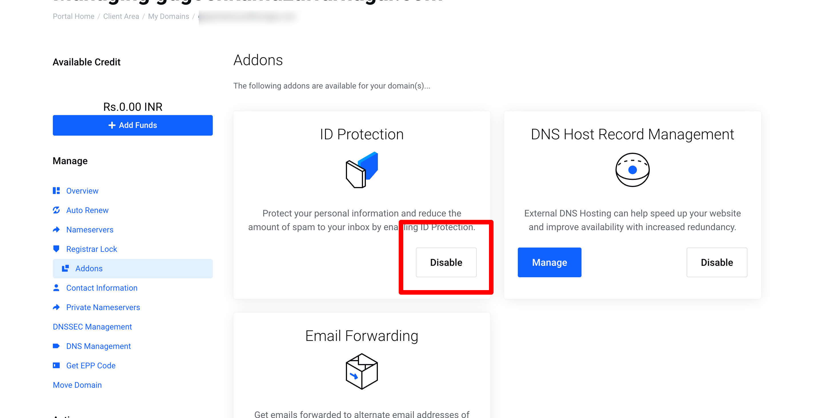 Disable Domain Privacy Protection