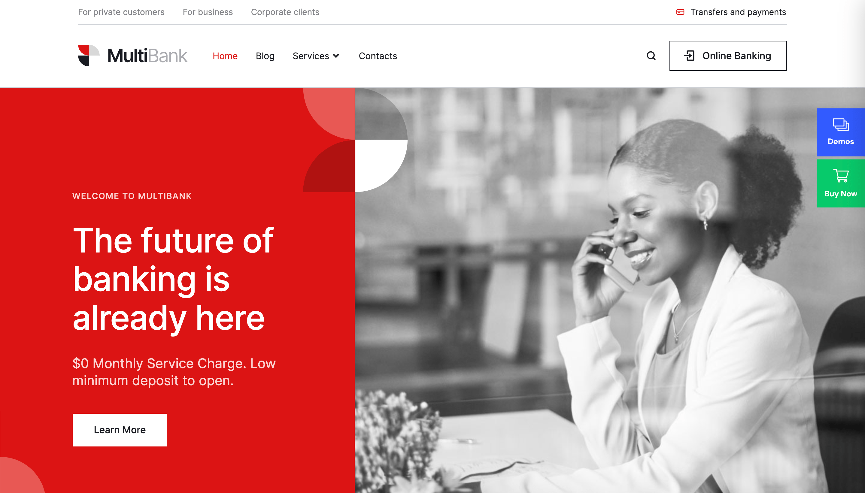 classic bank website design